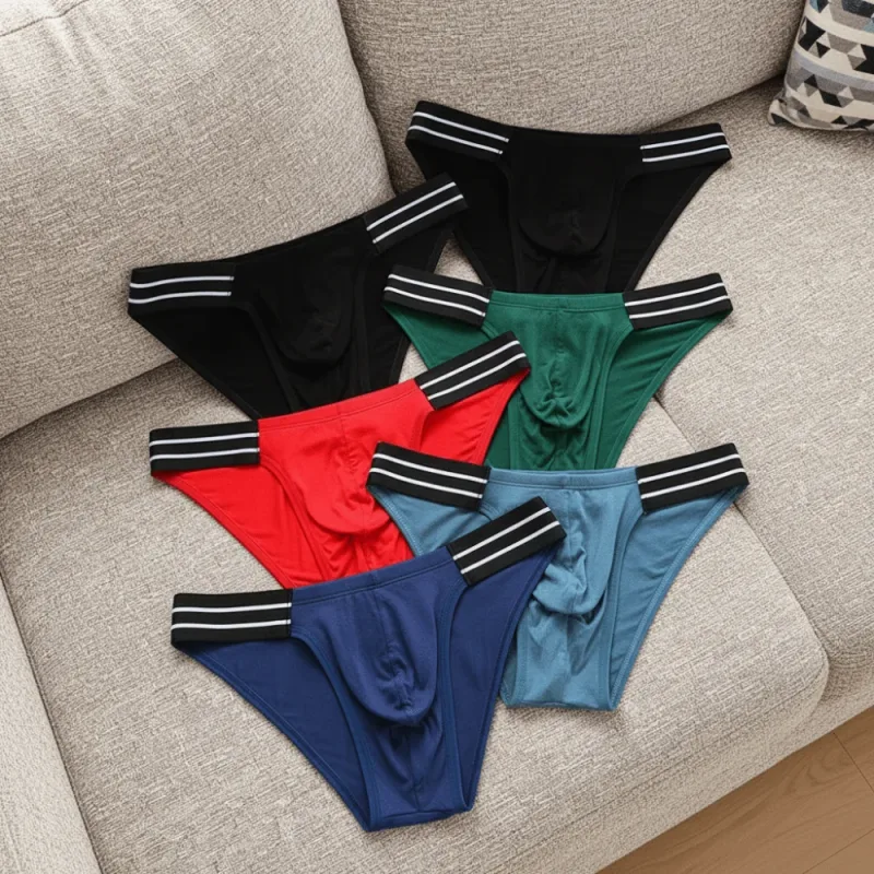 Onderbroeken Lingerie Heren Driehoek Slipje Streep Ademend Mannen Dunne Slips Midden Taille Grote Maat Ondergoed voor Mannen Geschenken — image 2