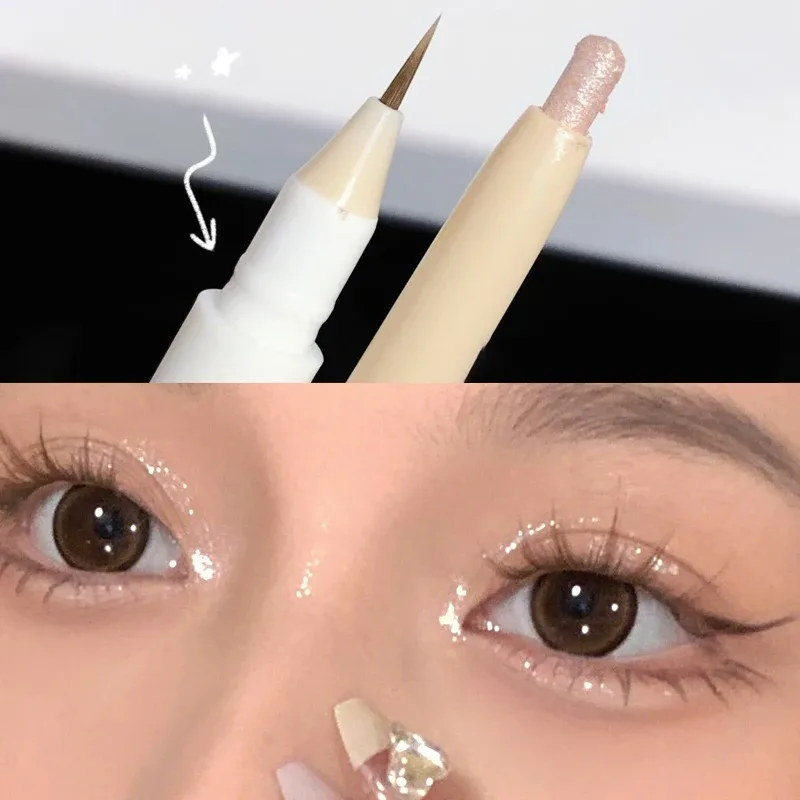 Stylo d'ombre à paupières liquide 2 en 1, crayon à paupières Ultra scintillant, maquillage coréen durable pour les yeux, stylo Gel à pigments à haute brillance, ver à soie — image 8
