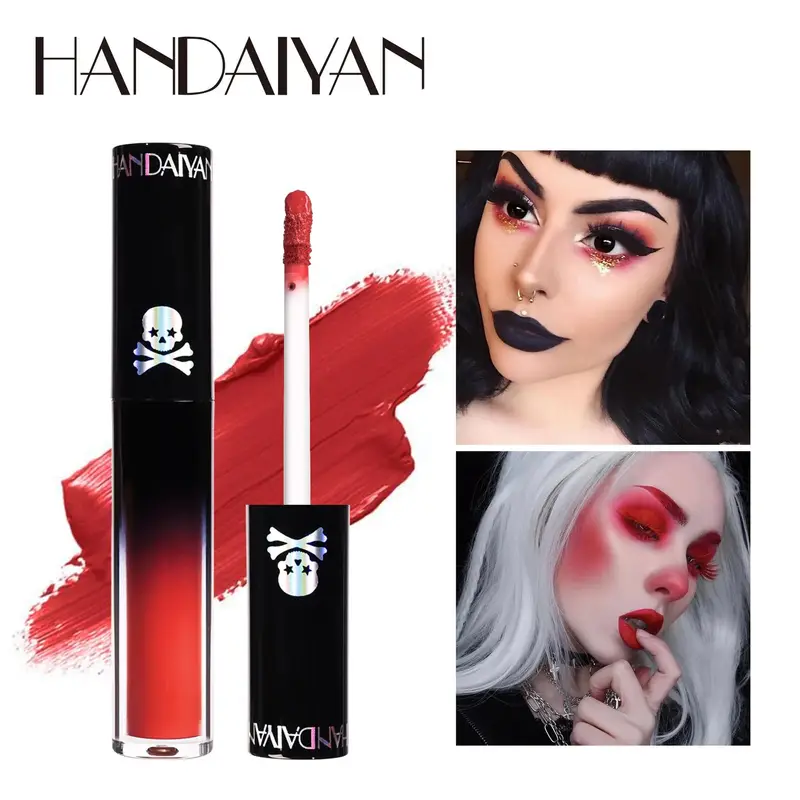 Matte Vampire Black Purple Gincu Kalis Air Lip Gloss Tahan Lama Halloween Krismas Melembapkan Bibir Berpigmen Makeup — image 1