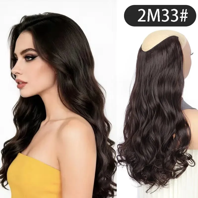 Estensioni sintetiche per capelli ricci ondulati lunghi a forma di V da 24 pollici Fibra morbida resistente al calore Parrucchino per acconciature da festa quotidiane per donne — image 9