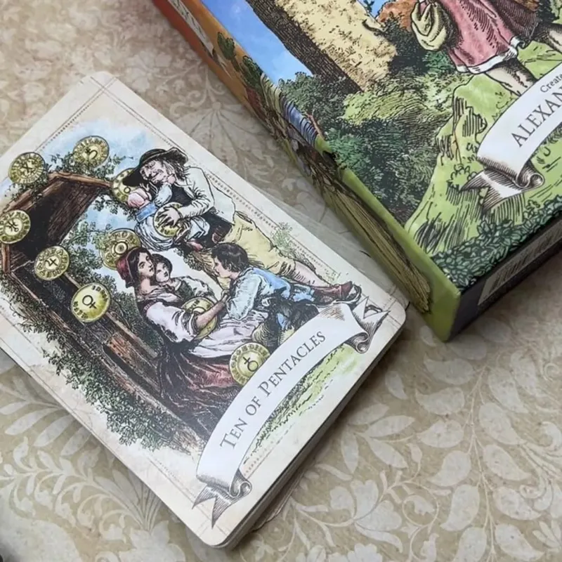 Tarotová paluba starého stylu oboustranná reliéfní 79 ks Vintage ilustrace Zvýraznění Jasná symbolika Baleno v pevné krabičce 12*7cm