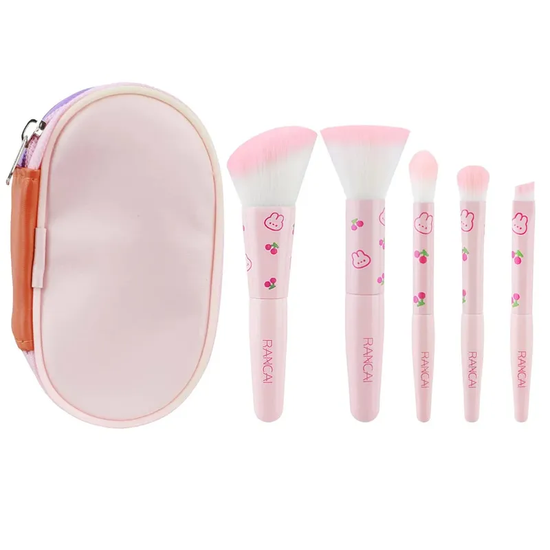 5 Keping Set Berus Mekap Padat Comel Dengan Berus Premium Sarung untuk Alat Kecantikan Aplikasi Pemerah Mata Bedak Tanpa Cacat — image 8