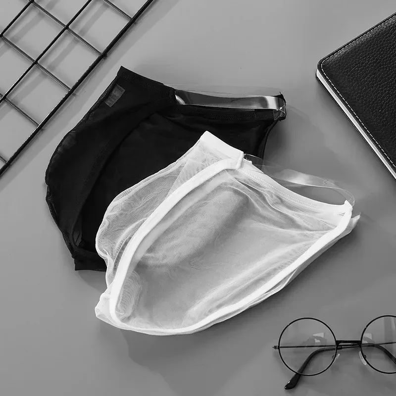 Intimo da uomo Slip sexy a rete intera trasparenti Intimo da uomo sexy traspirante a vita bassa in seta di ghiaccio sottile — image 5