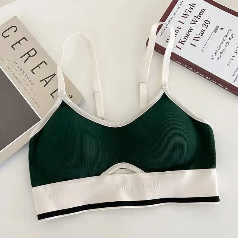 Nahtlose Sport-Bralette für Teenager, kabellos, Anti-Sagging, dünne Körbchen, kleine Bruststütze, Racerback, leichtes BH-Set, Dessous — image 8