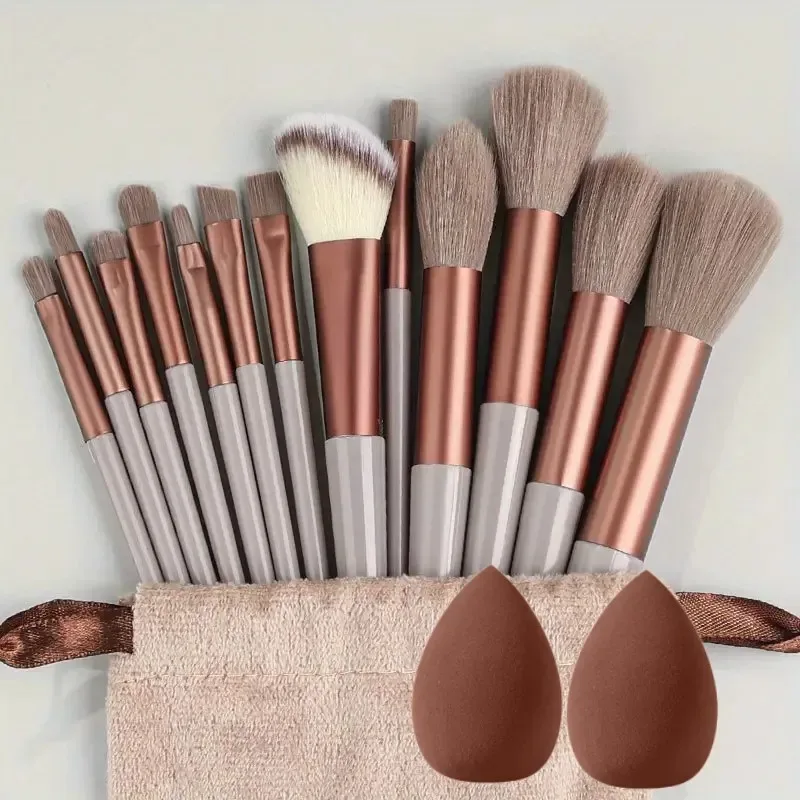 13 ชิ้น Soft Fluffy ชุดแปรงแต่งหน้าสำหรับเครื่องสำอางค์ Foundation Blush Powder อายแชโดว์ Kabuki ผสมฟองน้ำแต่งหน้าไข่ — image 12