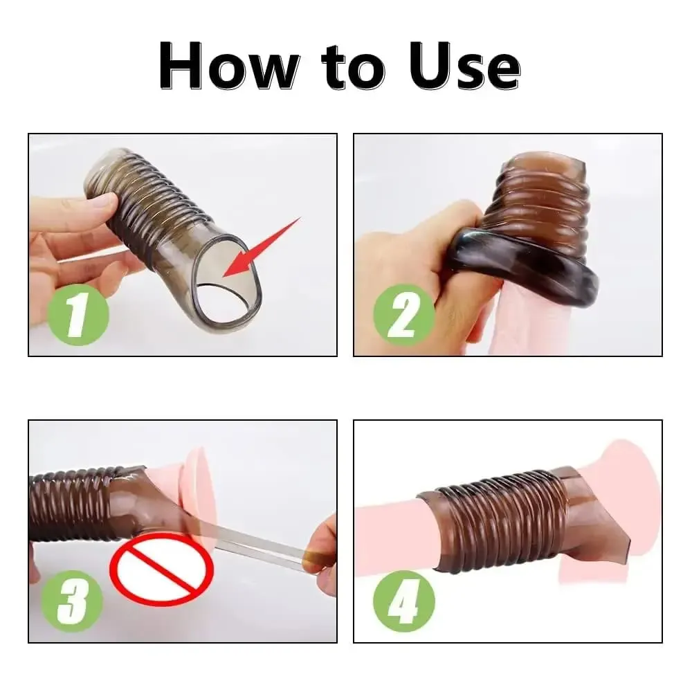 Condoms Penis Extender Sleeve Dick Enlargement Delay Ejaculation Erotic Penis Rings Anal Sex Toys For Men No Vibrator For Women — image 4
