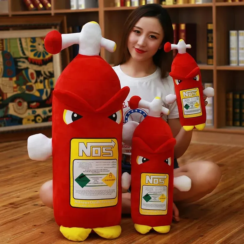 จำลองเครื่องดับเพลิงของเล่นตุ๊กตานุ่ม NOS หมอนขวดไนตรัสออกไซด์หมอนรองศีรษะพนักพิงสำหรับตกแต่งบ้าน