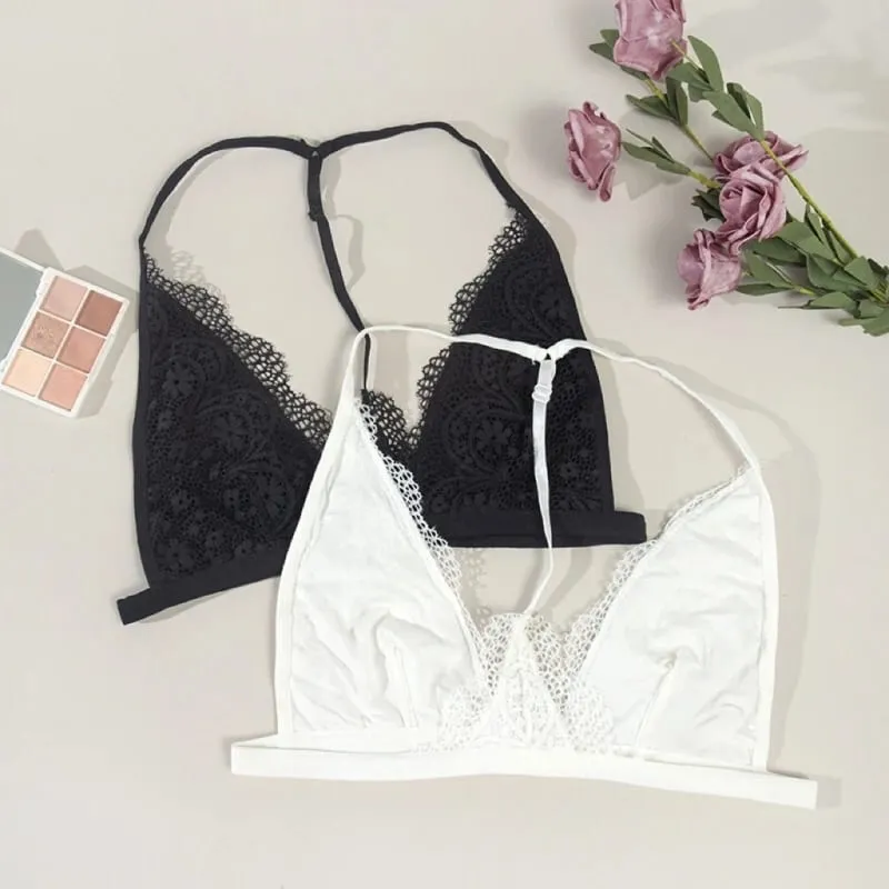 Set reggiseno di pizzo da donna chiusura frontale bralette ultra sottile push up lingerie sexy reggiseno trasparente mutandine a vita bassa biancheria intima senza fili — image 6
