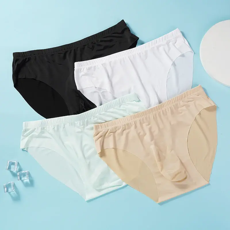 5 paia/lotto Mutandine ultrasottili da uomo Slip in seta di ghiaccio Estate Trasparente senza cuciture Slip intimo traspirante sexy ad asciugatura rapida — image 1
