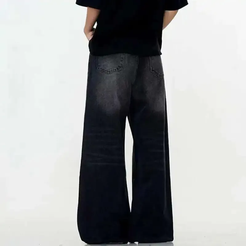 Seluar Denim Lelaki Simple Warna Pejal Mencuci Seluar Kasual Gaya Amerika Kaki Lurus Seluar Jeans Lelaki Longgar Spring 9W667 — image 5