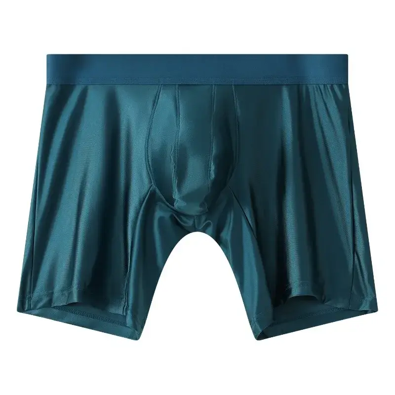 Intimo da uomo liscio e setoso, in raso elasticizzato, boxer a gamba lunga senza cuciture, custodia a tromba, mutande sportive, club party lingerie — image 13