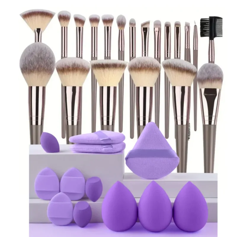 סט מברשות איפור 3-20 יחידות צלליות Fluffy Foundation קונסילר סומק סימון תיבת אחסון קוסמטיקה לנשים כלי יופי — image 13