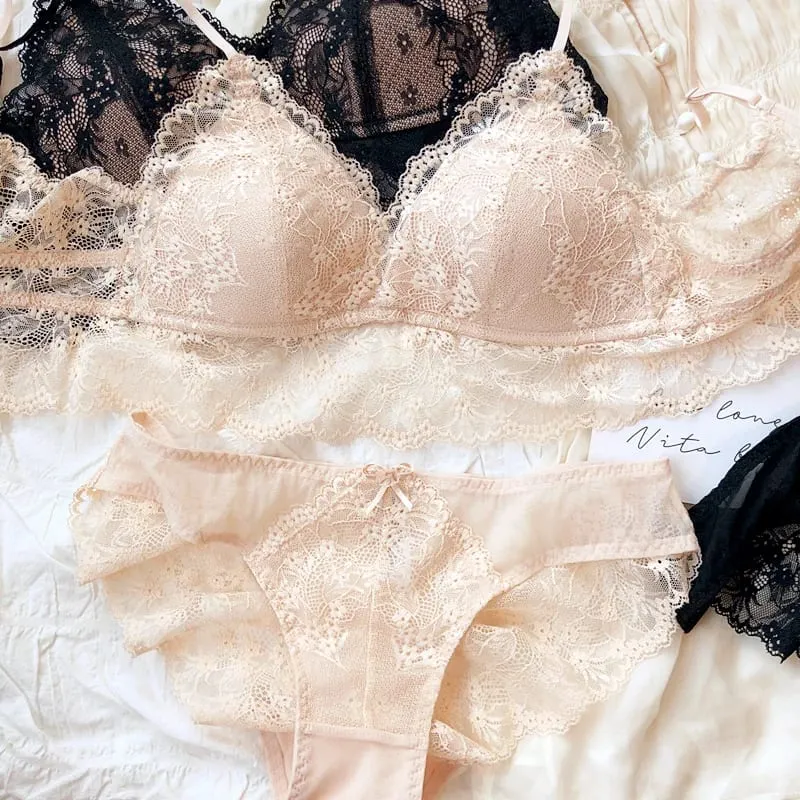 French Lace Triangular Cup Push Up Bra Set Women Sexy Lingerie Summer Comfort Fine Shoulder Strap Bras Backless Underwear Sets — image 8
