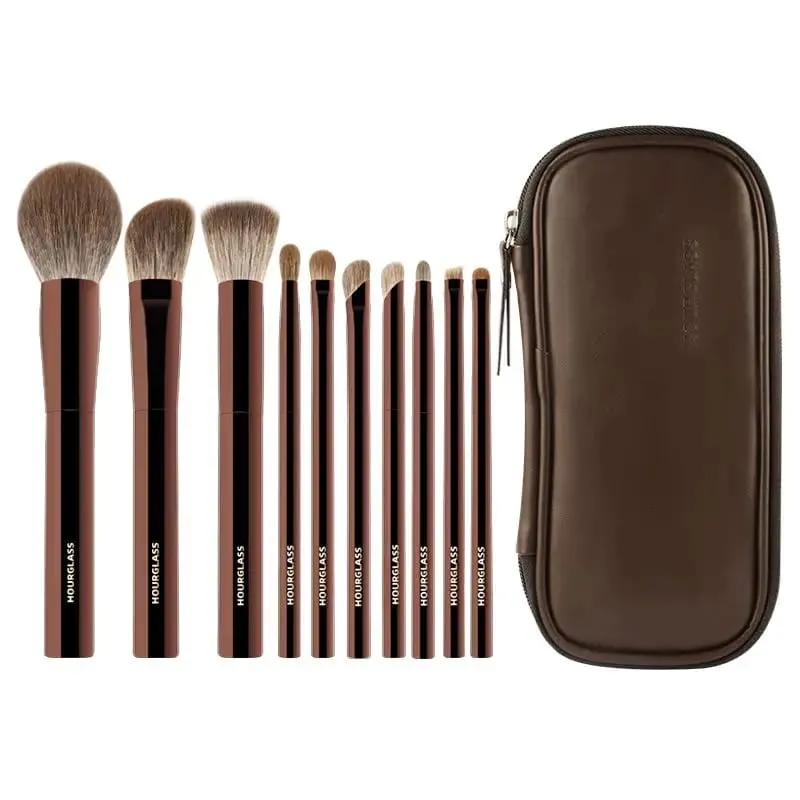 Ensemble de pinceaux de maquillage sablier, 10 pinceaux de maquillage pour le visage, doux et pratiques, correcteurs de fard à paupières, stuc, toilettage