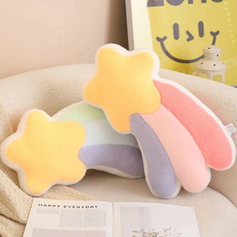 Doce cor arco-íris nuvem estrela lua travesseiro de pelúcia recheado macio flor brinquedo lance travesseiro almofada casa sofá decoração presente para amigo — image 4