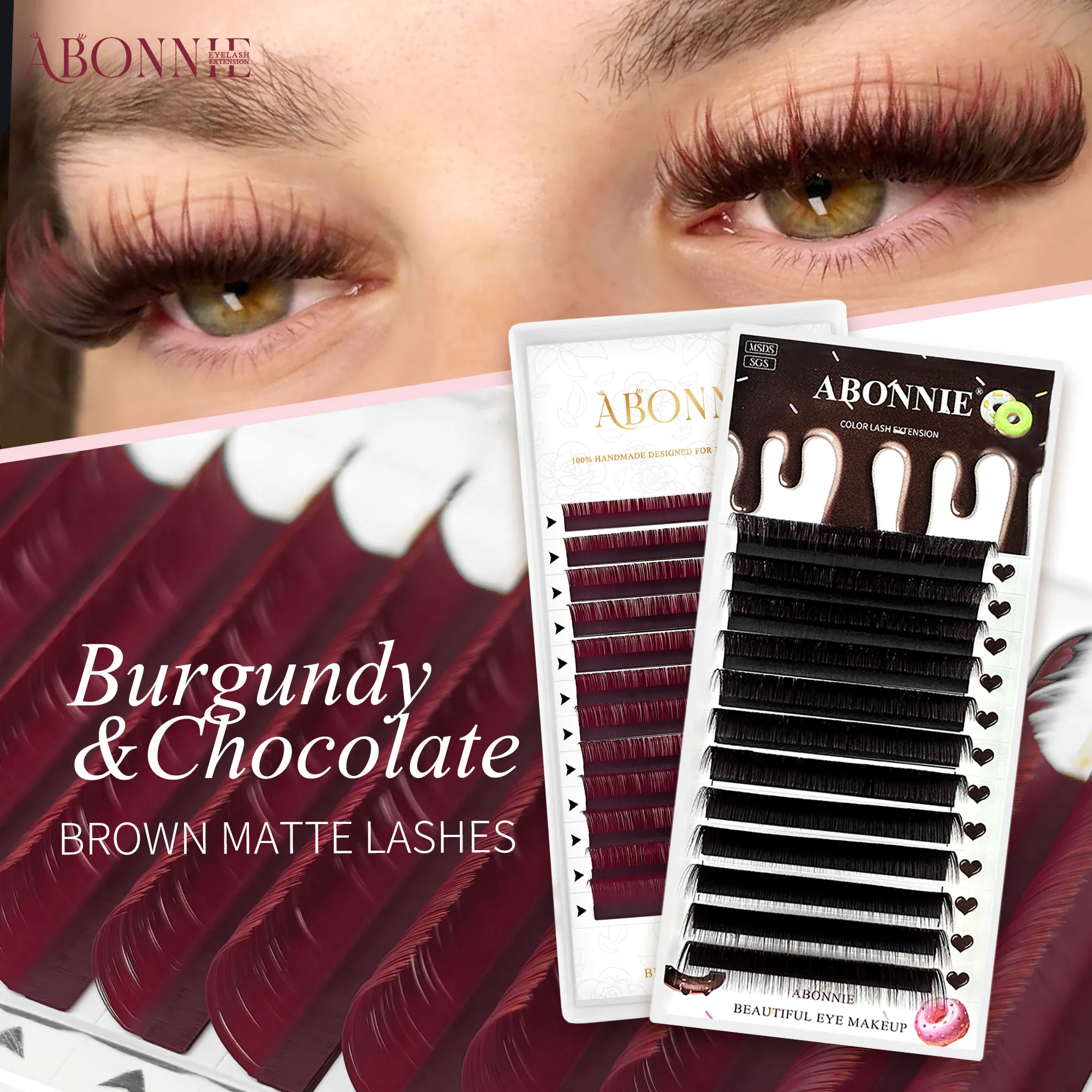 Abonnie LC LB Bulu Mata Bulu Mata Burgundy Bulu Mata Komik Peta Sambungan Bulu Mata Tunduk Bulu Mata Klasik Bulu Mata Foxy Bulu Mata Ceri — image 2