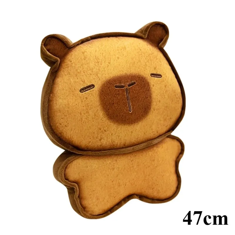 Kawaii Plush Biscuit Capybara Throw Pillow Cute Capibara Cake Cookie Toast Keychain Sofa Cushion Nap Sleeping Toys Birthday Gift — image 9