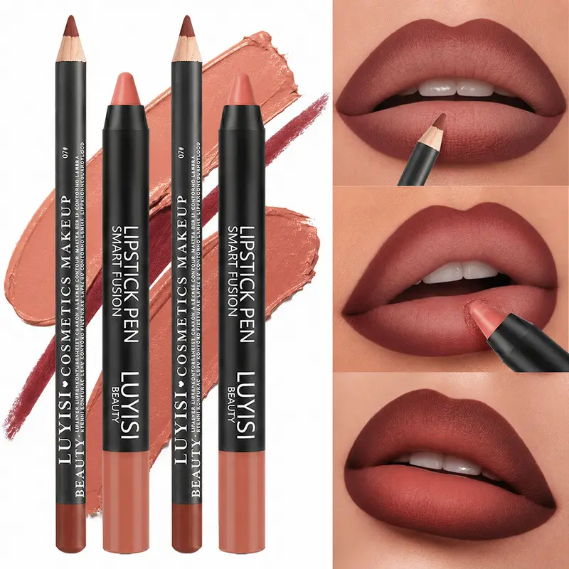 2pcs/set Set Solekan Bibir: 1 Pelapik Bibir Matte + 1 Pensel Gincu Matte Lembut. Padanan sempurna matte tahan lama dan kalis air — image 2