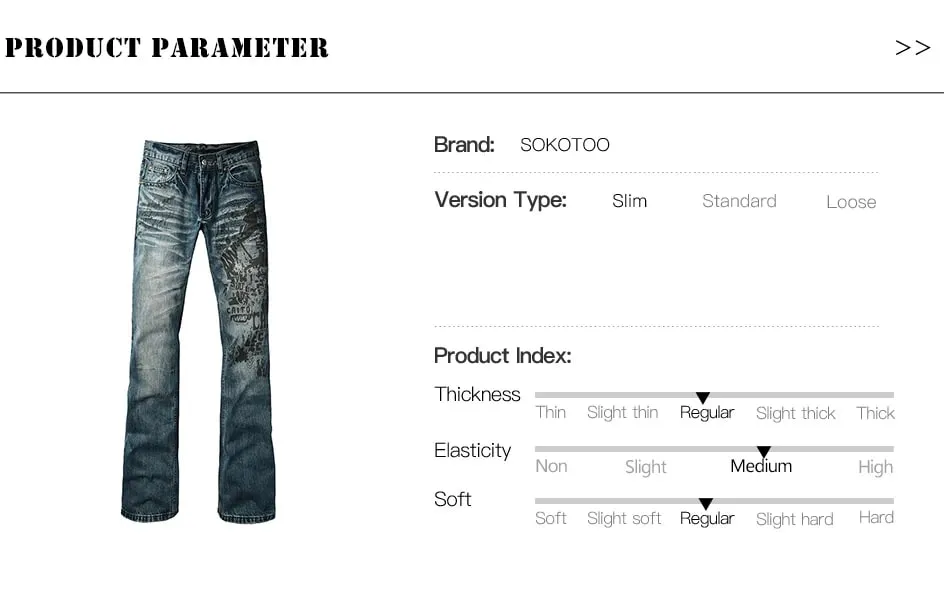 Erkek Çizme Kesim Denim Kot İnce Genişletilmiş Pantolon Mavi Streç Uzun Pantolon Yüksek Kaliteli Desen Baskı — image 7