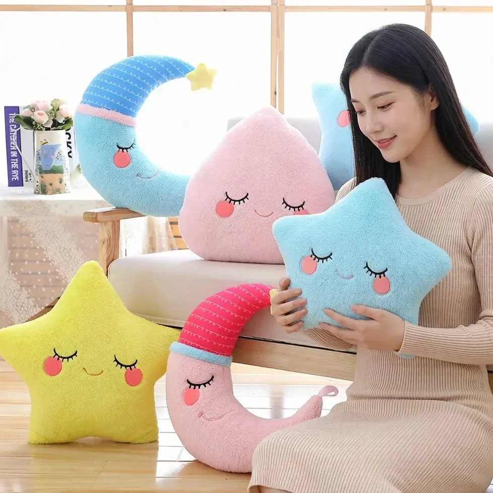 Fantastik Yıldız Bulut Ay Gökkuşağı Peluş Yastık Dolması Gökyüzü Doğal Yastık Sarı Pembe Mavi Utangaç Duygu Peluş Dekorasyon Hediye — image 2