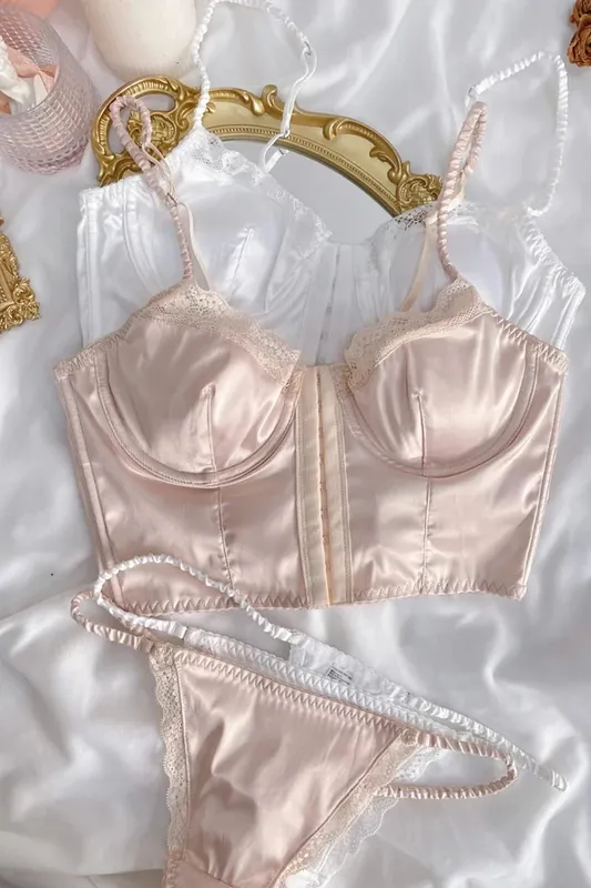 Intimo in raso con fibbia frontale a lisca di pesce, intimo estivo, lingerie sottile, bellezza, bralette, petto ampio, può essere indossato all'esterno — image 3