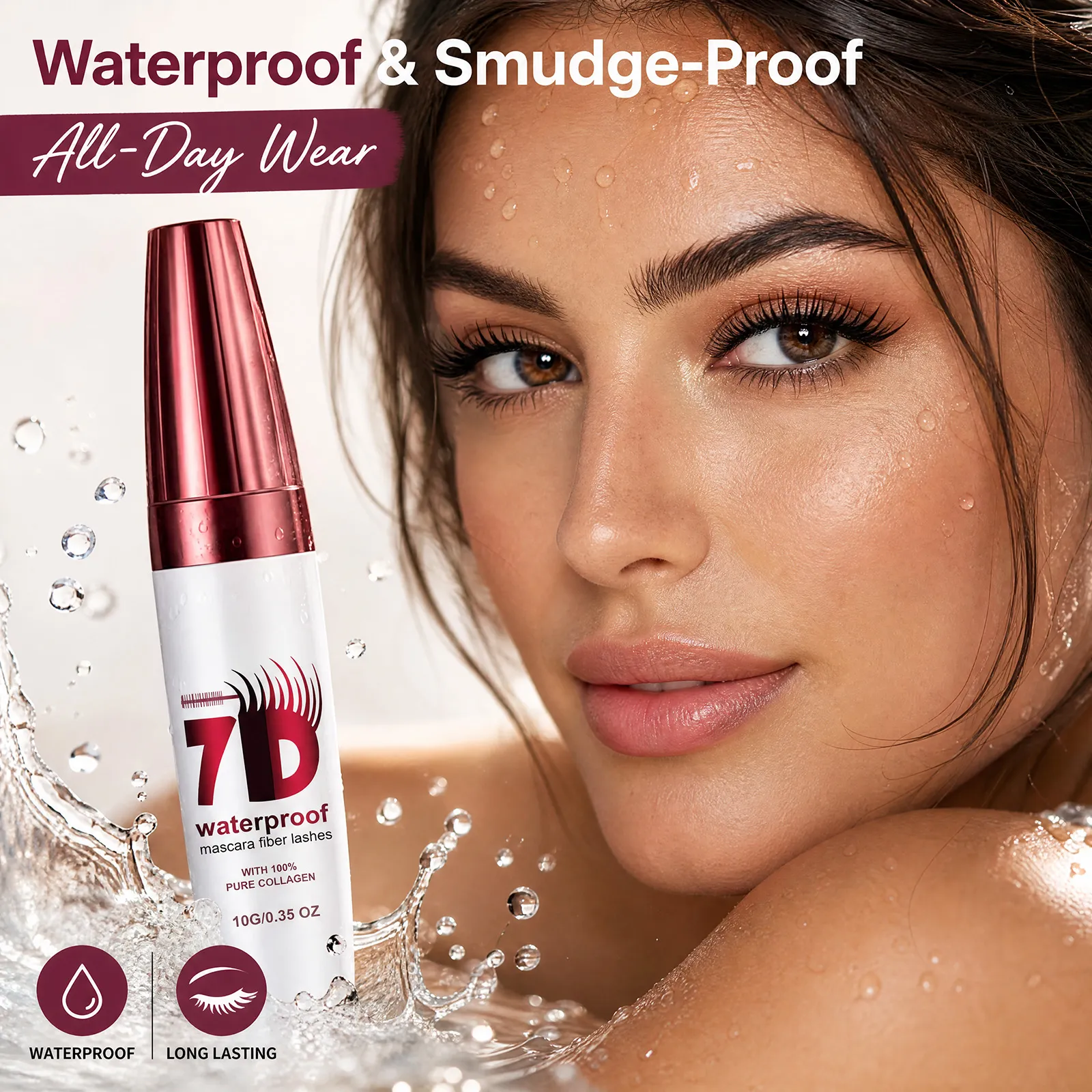 Mascara waterproof 7D a 3 colori, a lunga durata e volume modulabile, ciglia squisitamente complete, trucco occhi ispessente a prova di sbavature — image 1