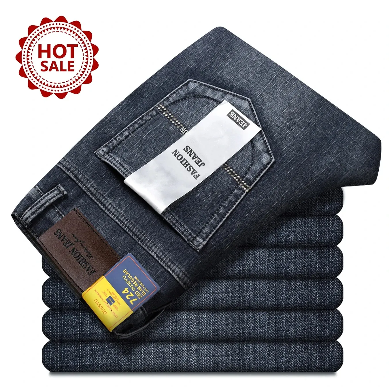 Seluar Jeans Lelaki Musim Gugur Musim Sejuk Klasik Retro Denim Kelabu Seluar Lelaki Kerja Slim Lurus Stretch Cotton Seluar Streetwear Plus Saiz 40