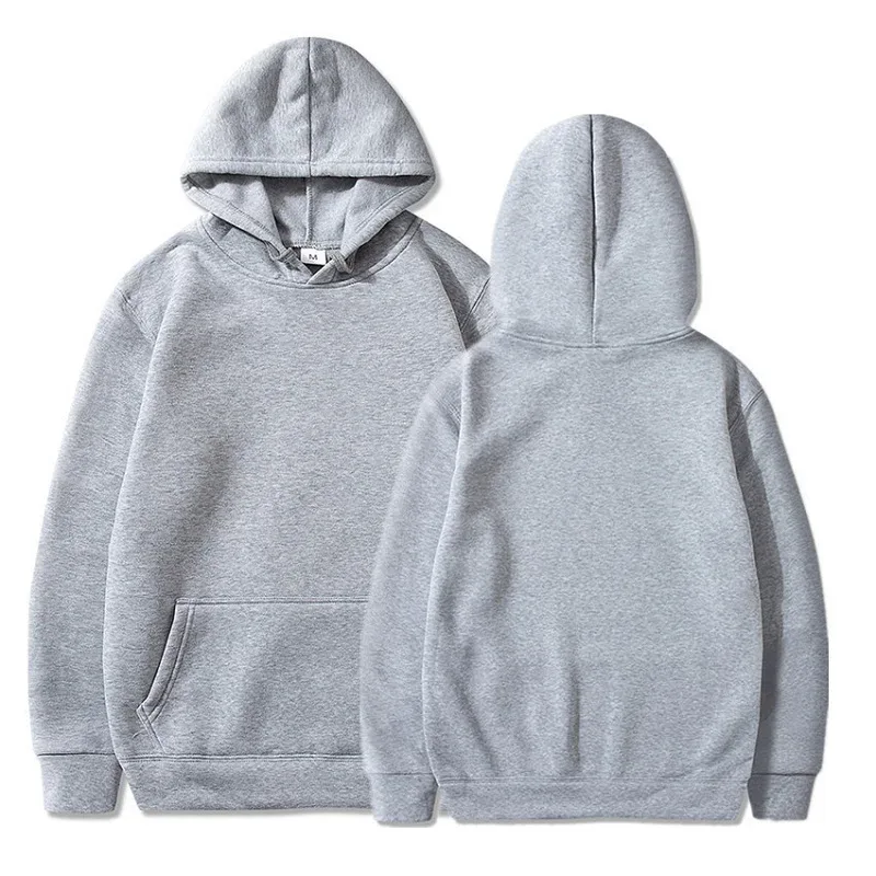 nieuwe heren effen grijze hoodies herfst trui met lange mouwen tops casual zak hoodies unisex buitenste losse sportkleding — image 3