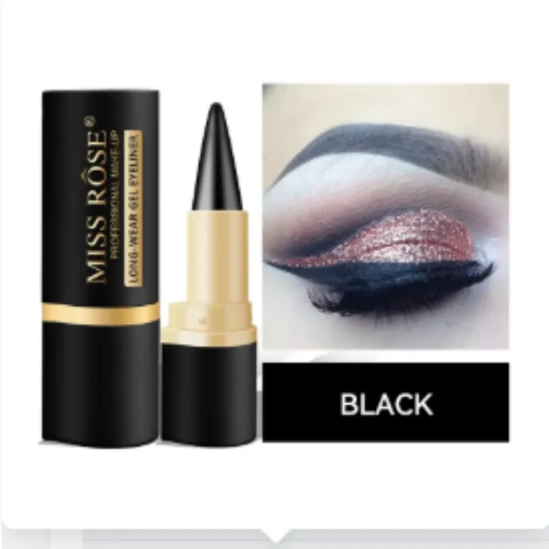 Gel per eyeliner impermeabile opaco - Matita gel a testa singola con pigmenti ricchi ad asciugatura rapida 24 ore A prova di sbavature Nero a lunga durata