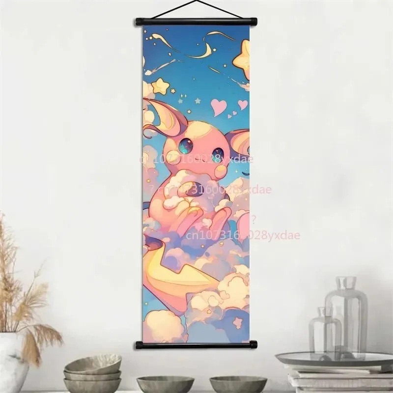 Klasyczny drukowany plakat Pokemon kreskówka ścienna grafika Gengar Squirtle Bulbasaur Pikachu wisząca zwój dekoracja pokoju rodzinnego — image 12