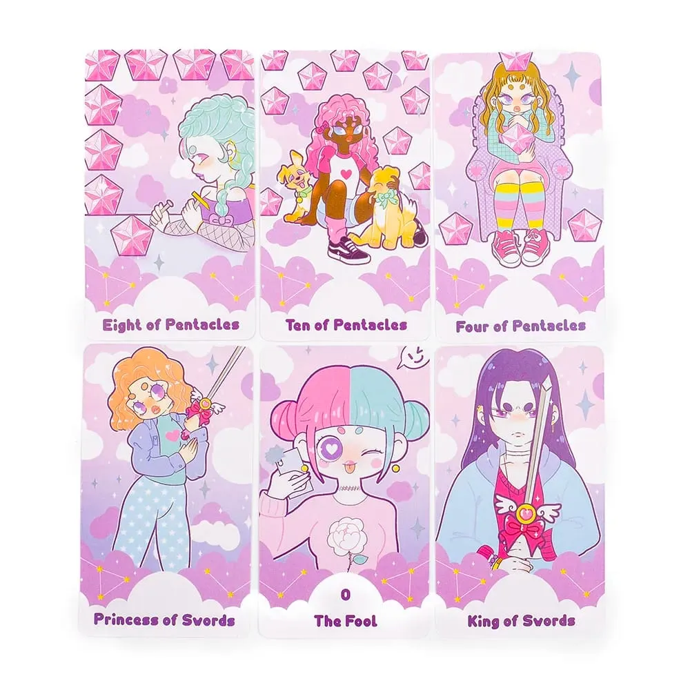 Kartu Tarot Perjalanan Pastel 78 Buah Versi Bahasa Inggris Ramalan Oracle Dek Papan Permainan Pesta Berkemah Merah Muda Asli Wanita 10.4*6.1Cm