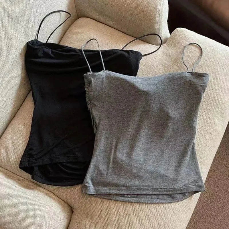 ใหม่-เซ็กซี่จีบถัง Camisole ผู้หญิงฤดูร้อนสปาเก็ตตี้เสื้อแขนกุด — image 5