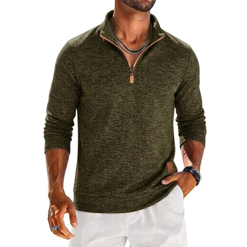 Long Sleeve Quarter Zip Men's Sweatshirt Solid Pullover Man Zip Up Hoodies for Man Casual Mens Coats Male Sweatshirt Poleron Men — image 11