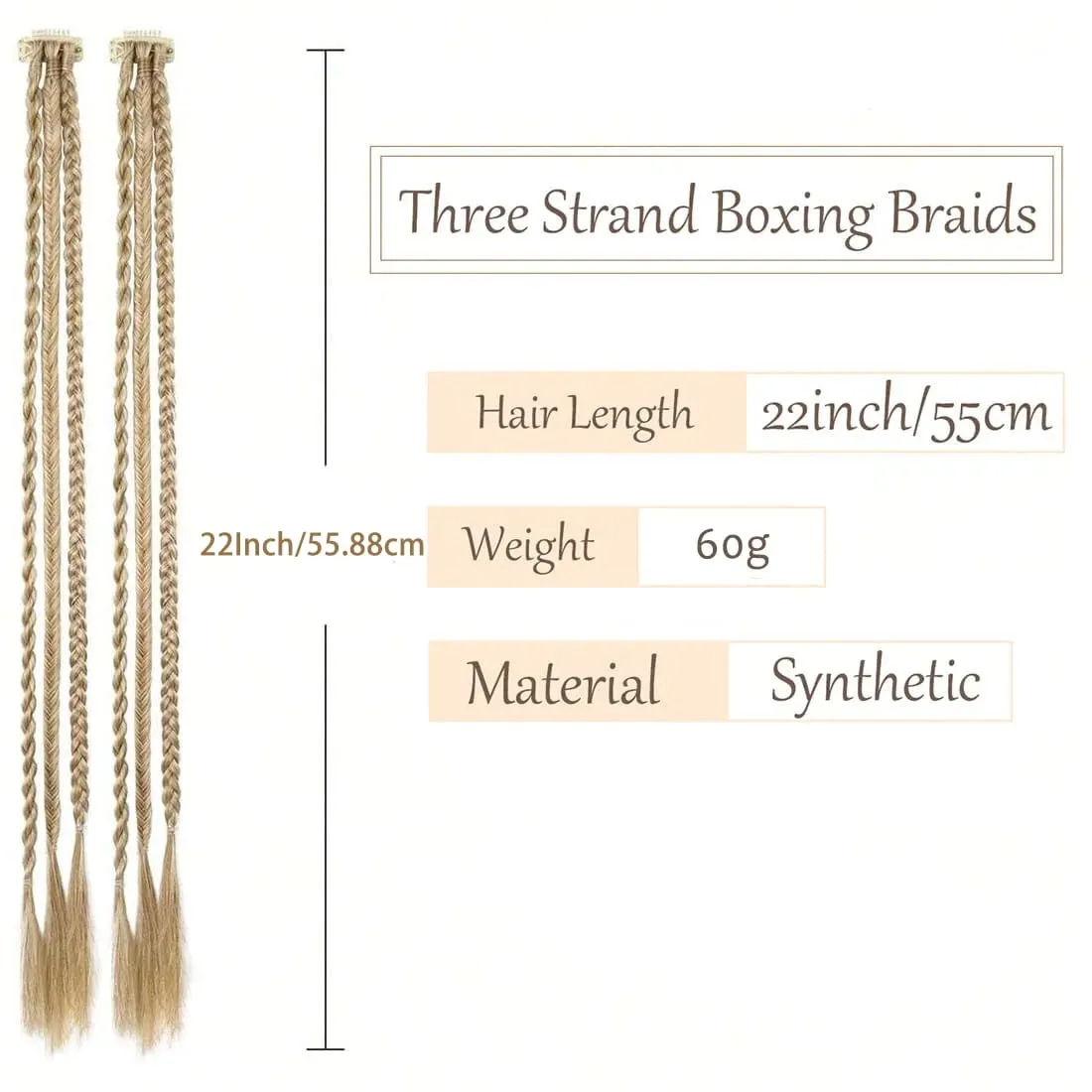 Braids Hairpiece คลิปด้านหน้า Braid Bang Extensions สำหรับผู้หญิงสังเคราะห์ Braided Ponytail ผมชิ้นสำหรับสวมใส่ทุกวัน — image 3