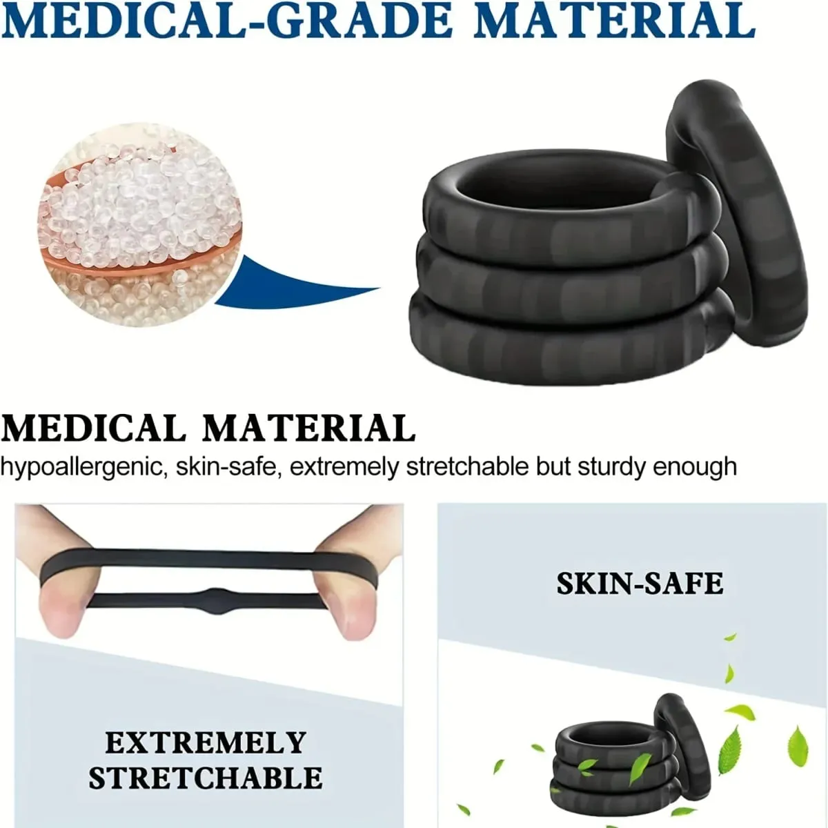 Gà Trống Nhẫn Silicone Bóng Miếng Dán Trì Hoãn Xuất Tinh TPE Dương Vật Nhẫn Cho Nam Đồ Chơi Tình Dục Có Thể Điều Chỉnh Tinh Dịch Vòng Khóa SM Dương Vật tay Áo — image 4