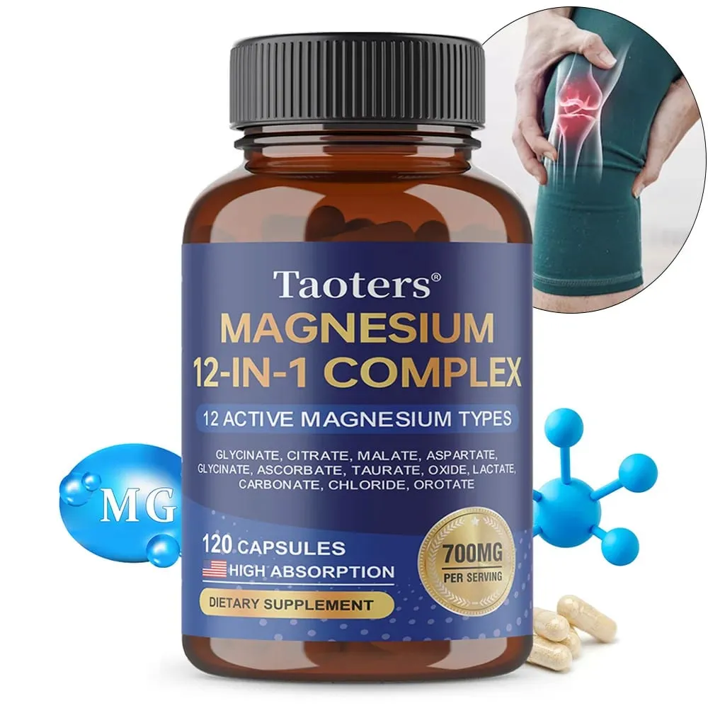 Magnesium 12-in-1-Komplex-Ergänzungsmittel – 700 mg hochabsorbierende Glycinat-Citrat-Malat- und Taurat-Mischung für Muskel- und Nervenschlaf — image 1