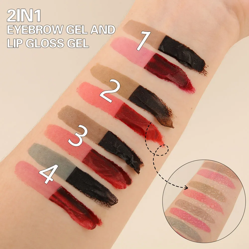 2in1 Lipstick Eyebrow Cream Double-Headed Tearable Sexy Lip Gloss Smooth Contour Waterproof Long-Lasting Lips Makeup Lipgloss