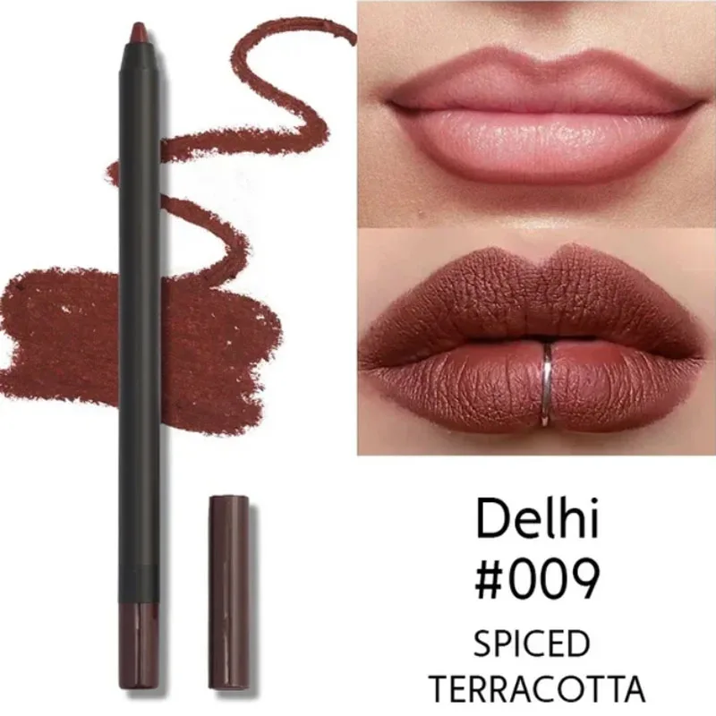 Nude Brown Lip Liner ดินสอลิปสติก Matte Smooth Waterproof Lipliner Long Lasting Non-stick Cup ลิปสติกปากกาความงามเครื่องสำอาง — image 14
