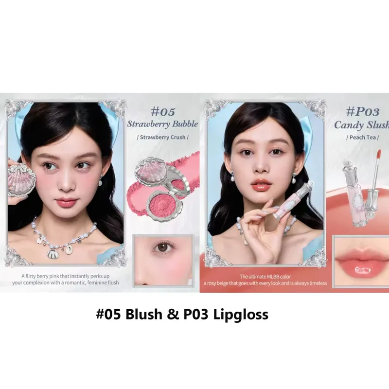 Σετ δώρου μακιγιάζ Flowerknow Shell's Jewel Eyeshadow Blush Lip Glaze Setting Powder Correcting Primer For Women Full Kit — image 14