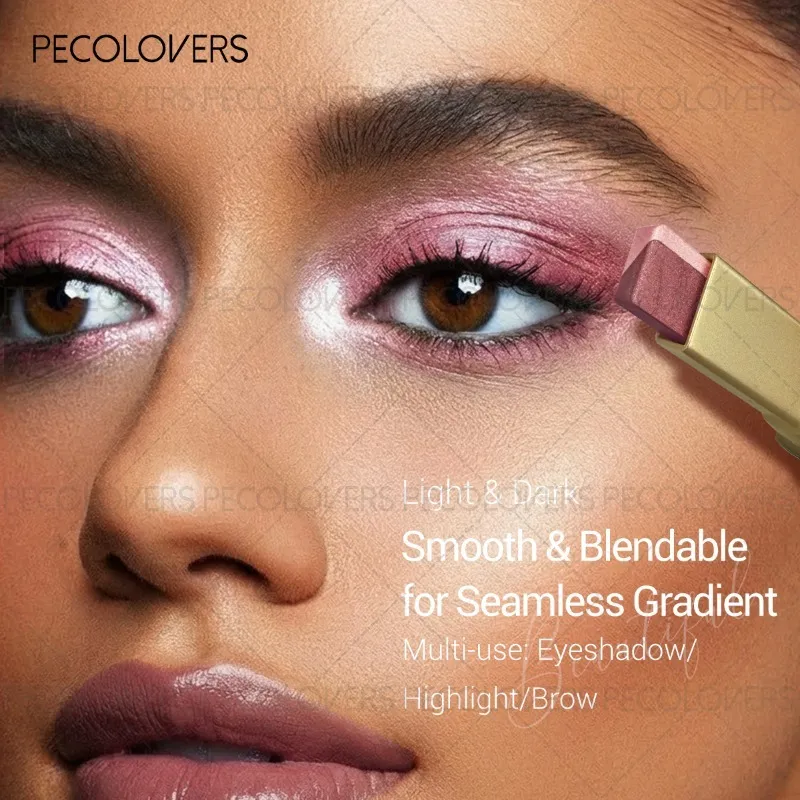 Sombra em bastão de duas cores, iluminador preguiçoso, um toque para definir cosméticos para os olhos de desenvolvimento de alta cor, 1 peça — image 4