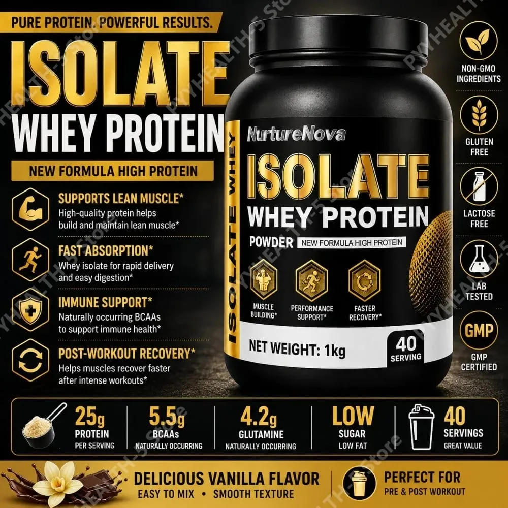 Isolate Whey Protein Powder 1kg High Protein Sports Nutrition Shake Fast Mixing Daily Fitness Nutrition 40 Servings Vanilla — image 2