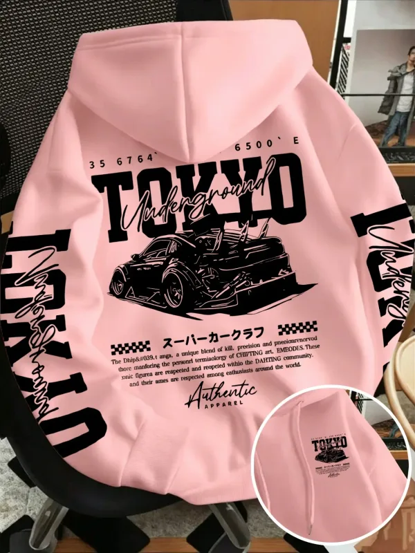 Sweat-shirt à capuche pour hommes, nouvelle collection automne hiver, course souterraine de Tokyo, dessin de ligne imprimé, haut tendance de rue japonaise — image 4