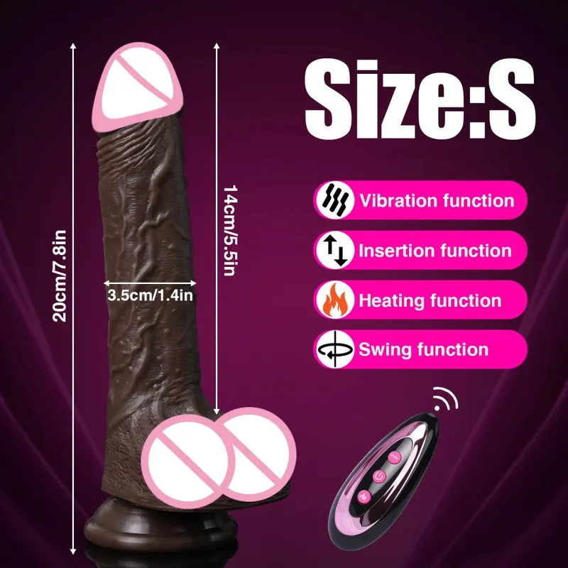 Gode réaliste vibrateur télescopique en Silicone, pénis de Masturbation pour femmes, bite de poussée, chauffage pour adultes, jouets sexuels télécommandés — image 12