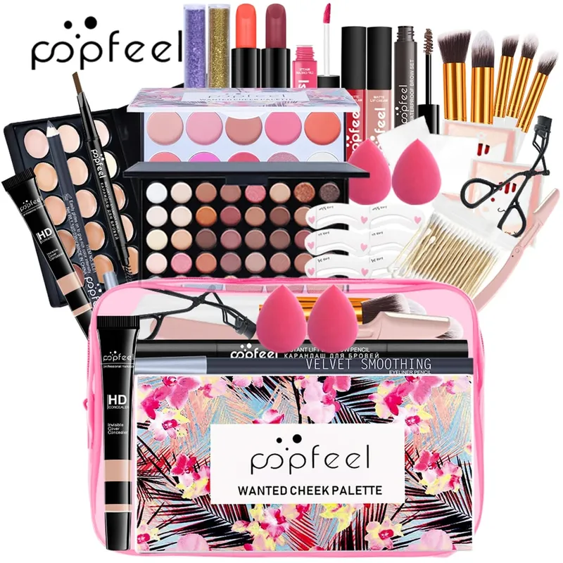 Kit de maquillaje todo en uno, 3 opciones de juego, conjunto de cosméticos faciales completos, regalo para principiantes para mujeres