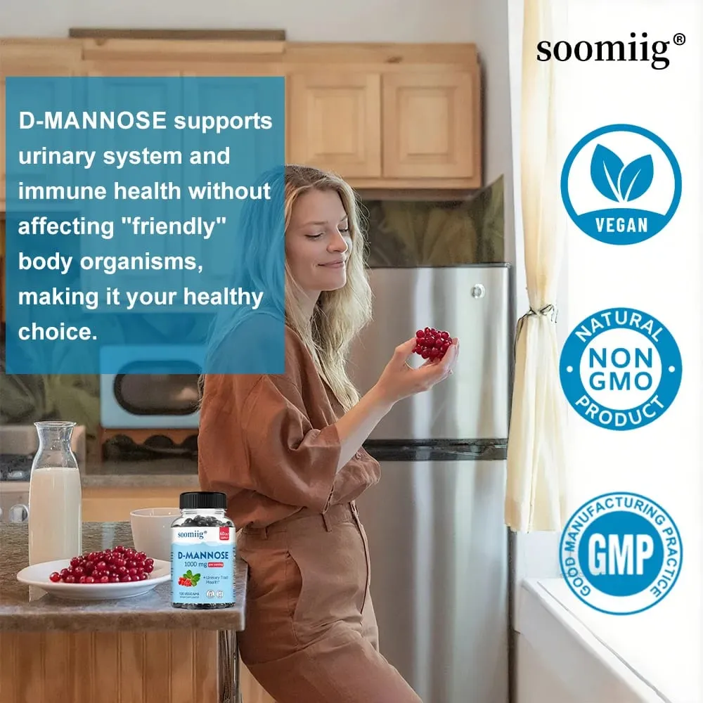 D-Mannose 1000mg Capsules with Cranberry - Supports Urinary Tract and Bladder Health Promotes Digestive Health - 120 Capsules — image 6