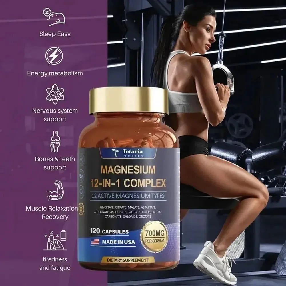 12 in 1 Magnesium Complex Capsules - Promotes Restful Sleep & Relieves Muscle Supports Bone Muscle and Heart Health — image 5