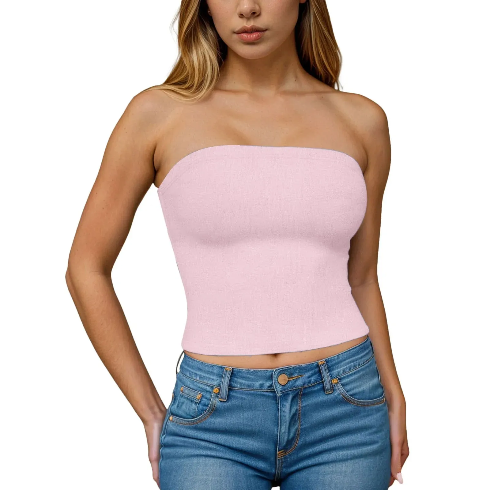 Hauts tubulaires Sexy pour femmes, épaules dénudées, sans bretelles, couleur unie, dos nu, Bandeau, Slim Fit, chemises à bascule, sous-vêtements