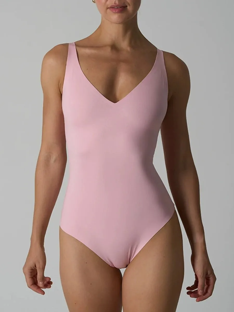 Sem costura shapewear bodysuit mulher sólida ultra-fino u-back bodysuit feminino alta elasticidade magro camisola de uma peça roupa interior novo — image 13