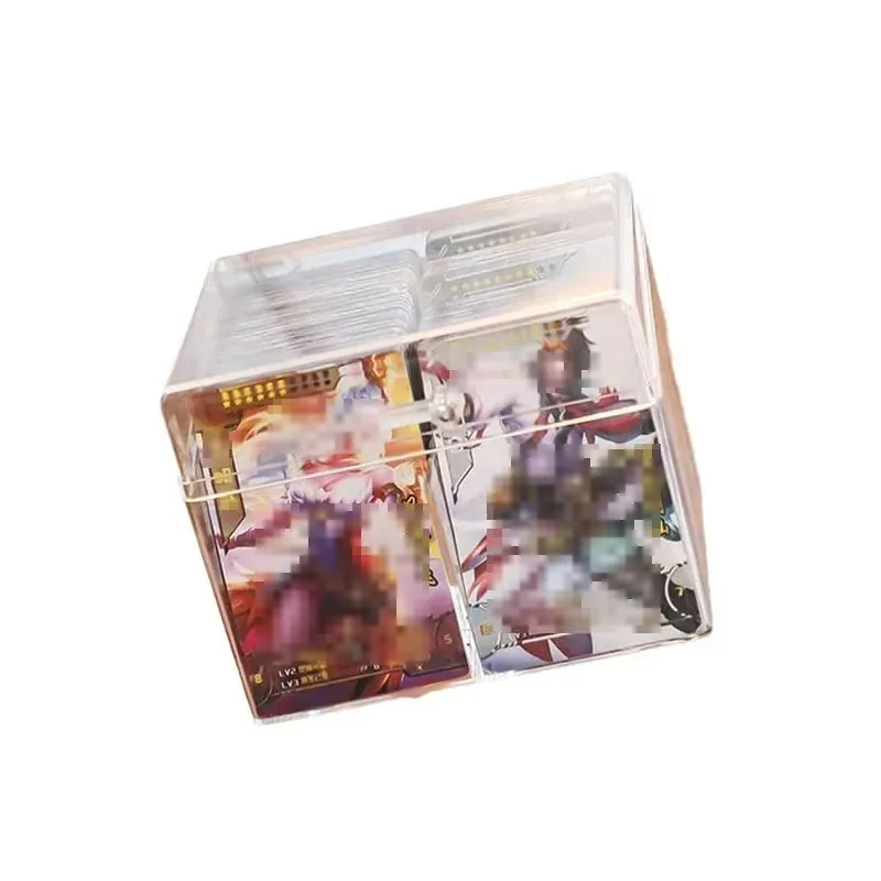 Clear Acrylic Card Organizer - Holds 400 Cards Dual Compartment Display Box for Postcards & Game Cards — image 4