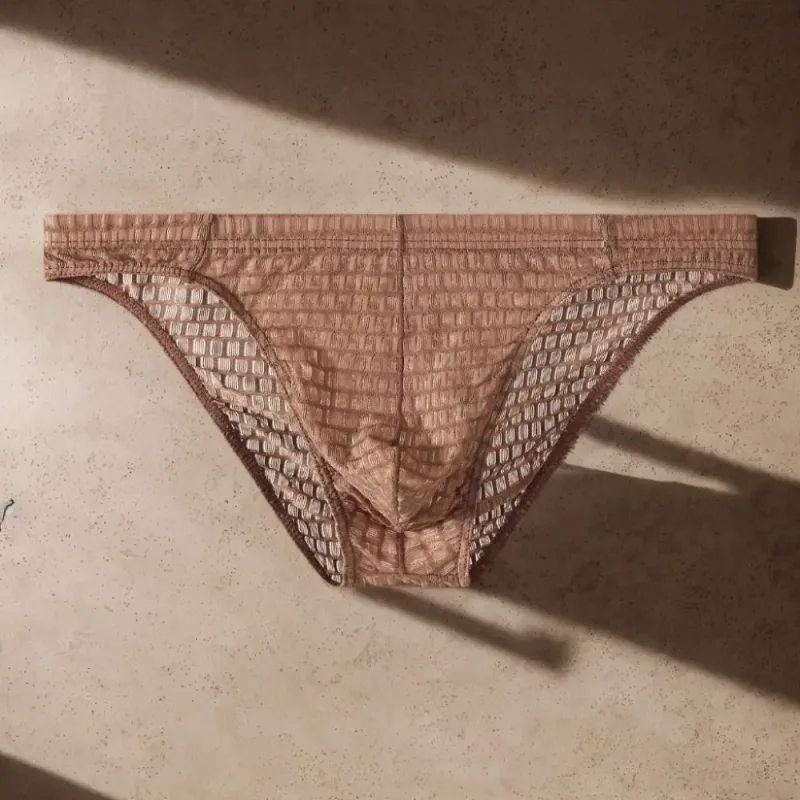 Atmungsaktive Herren-Slips mit niedriger Taille, transparent, ultradünn, aus Eisseide, Unterwäsche, Dessous, Netzhöschen, männlich, bequeme Passform — image 7